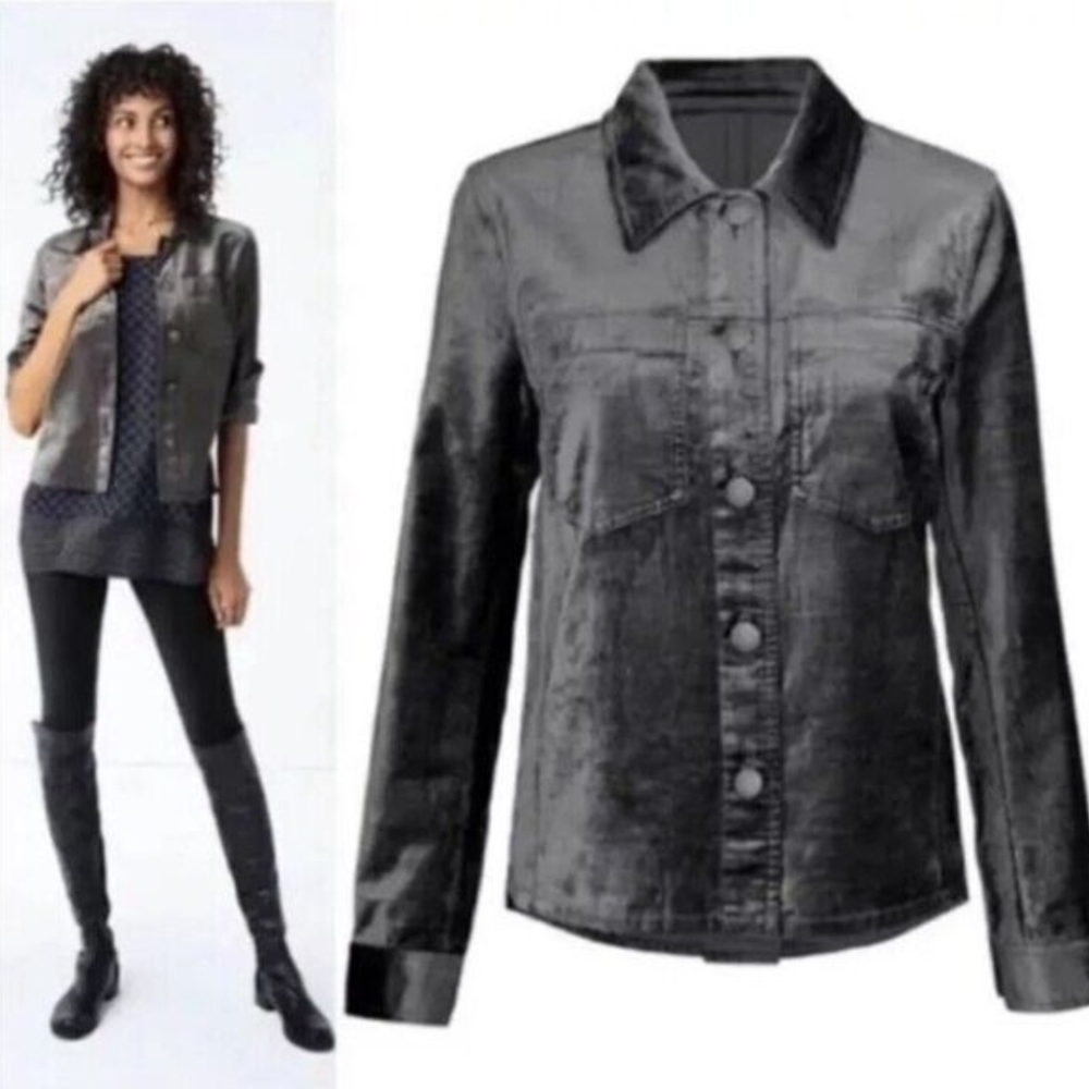 CAbi Charcoal Gray Button-Up Jacket